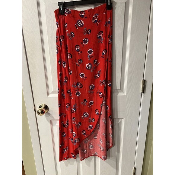 Express Maxi Skirt Womens Small Floral Faux Wrap Front Slit Pull On Y2K Feminine - Picture 7 of 7